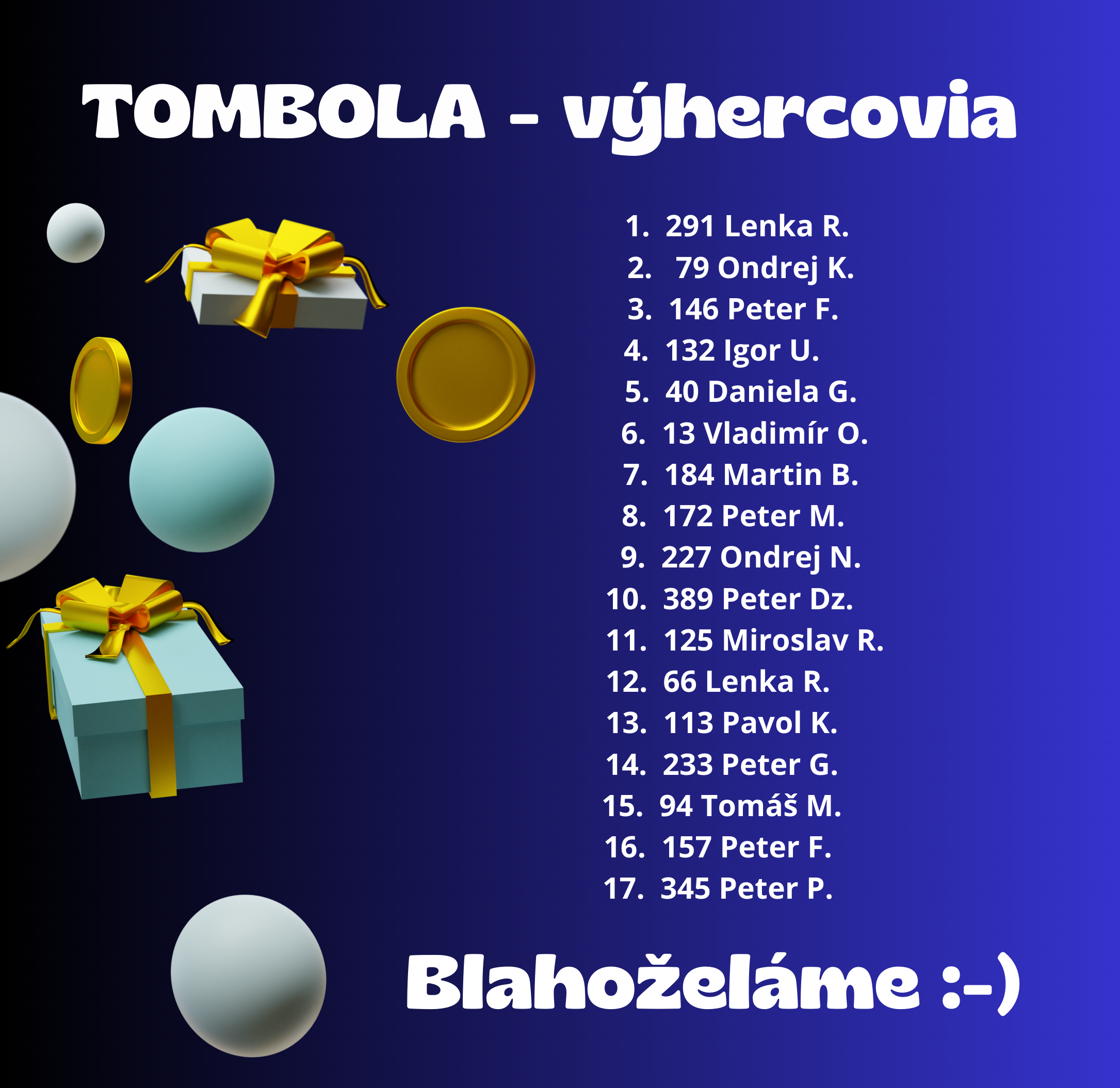 KTO vyhral v TOMBOLE ?